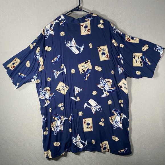Cherokee Cards Martini Cigar Dice Print Vegas Gamble Casino Button Down Shirt XL - Picture 3 of 6